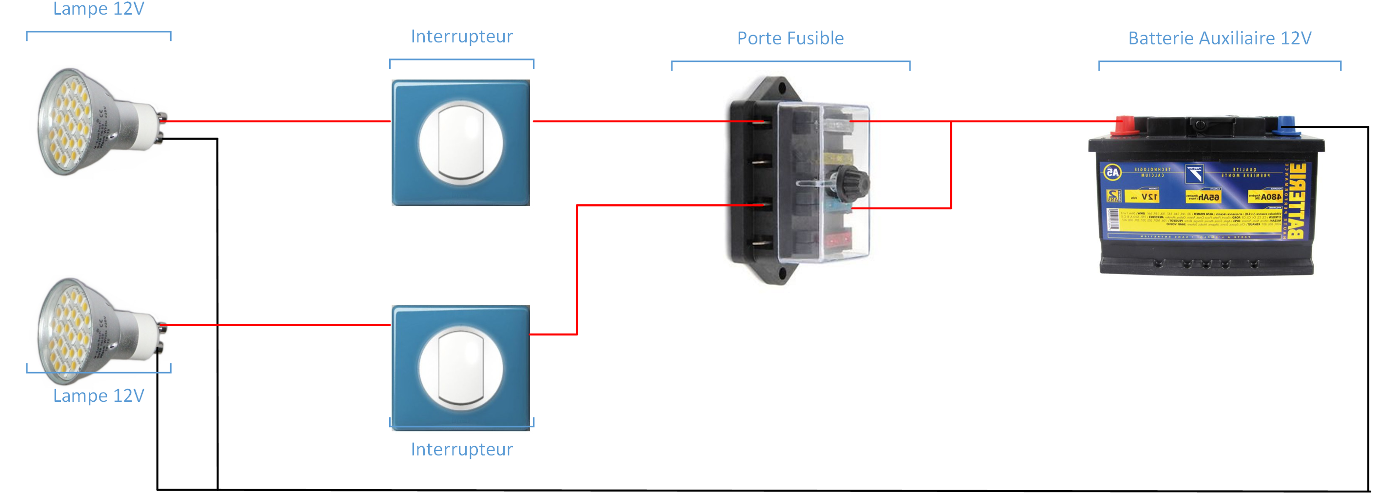 Branchement Double Interrupteur 2 Lampes / Câblage interrupteurs va et