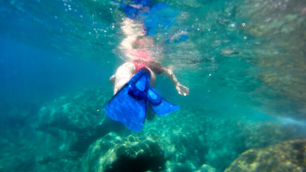 Snorkeling dans la mer 